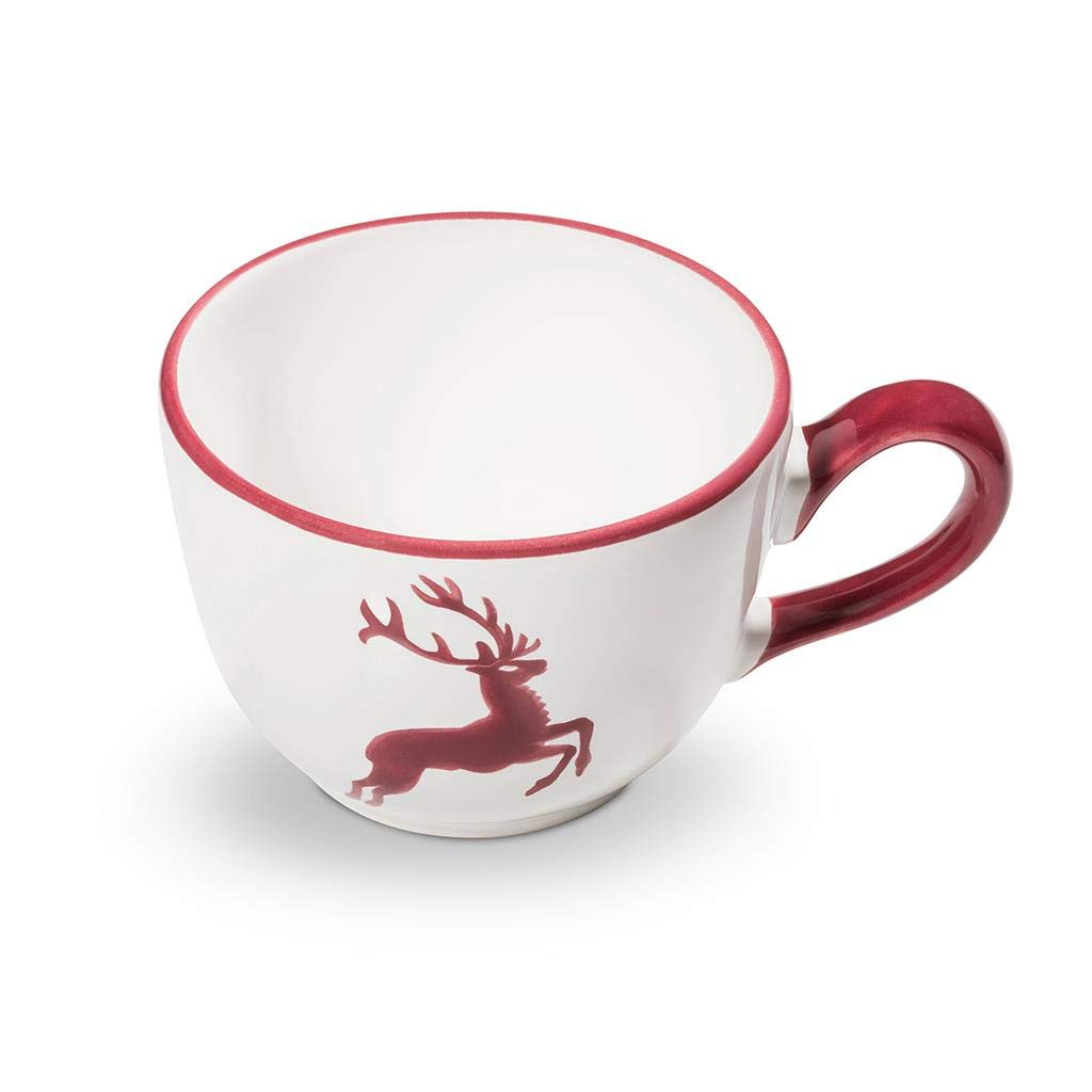 GMUNDNER KERAMIK Kaffeetasse glatt Füllmenge : 0.19 Liter bordeauxroter Hirsch Geschirr, handgemacht