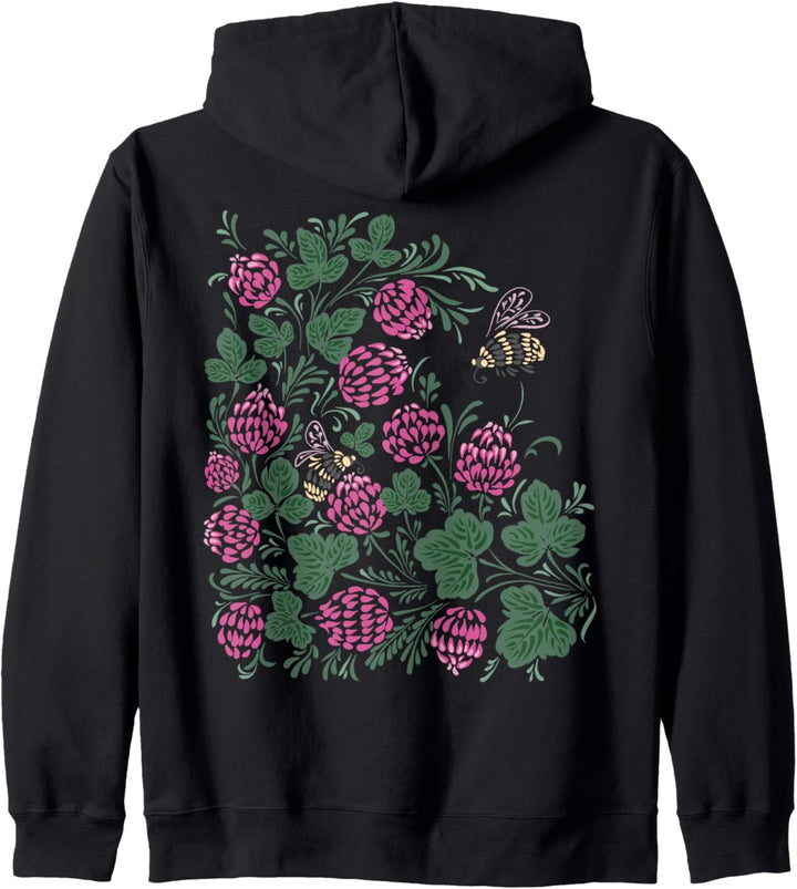 Bumblebees Clover Floral Retro Ukrainisch Vyshyvanka Kapuzenjacke