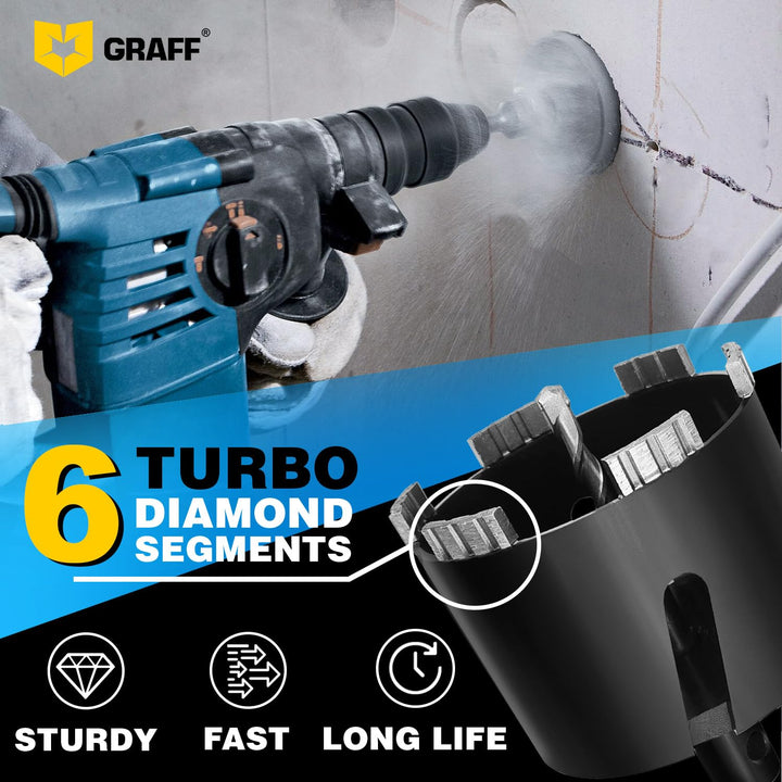 GRAFF Diamant Bohrkrone 102mm Beton Dosensenker Dosenbohrer - Diamant Bohrkronen Set für Mauerwerk Z