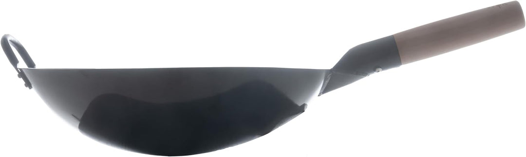 Craft Wok Black13 Wok aus vorgebranntem, handgehämmertem Karbonstahl, mit Holz- und Stahlgriff (33 c