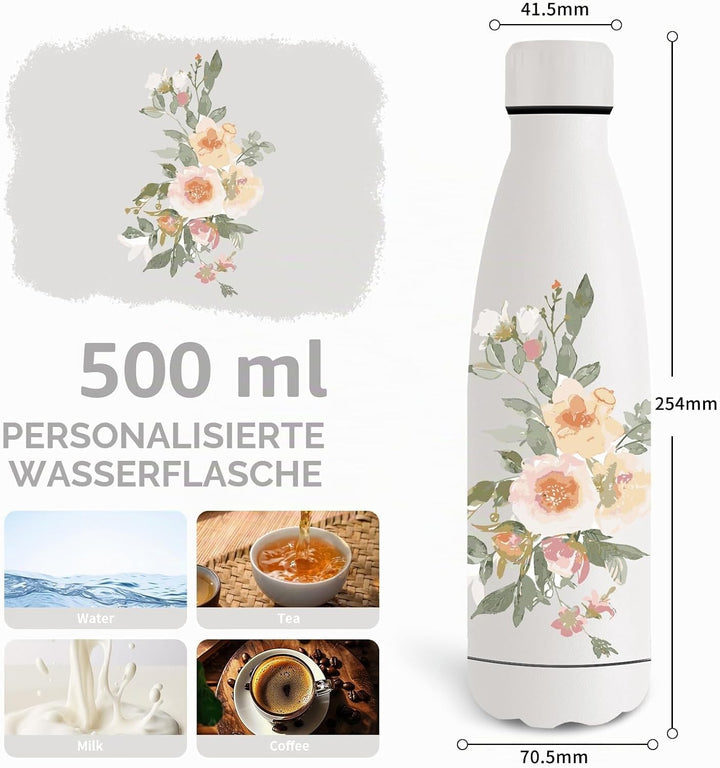 Grsta Trinkflasche Kinder 500ml, Trinkflasche Edelstahl BPA- Freie, Wasserflasche Auslaufsicher, Was
