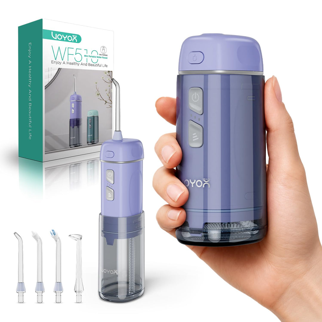 VOYOR-HEALTH Munddusche Kabellos Elektrischer Zahnreiniger, Tragbare Mundduschen IPX7 Wasserdicht un