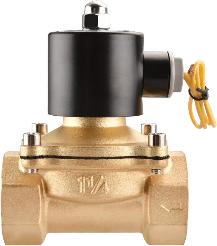 Heschen Messing Elektrisches Magnetventil, 2W-320-32, PT 1-1/4'', DC12V, Direktwirkung Wasser Luft,