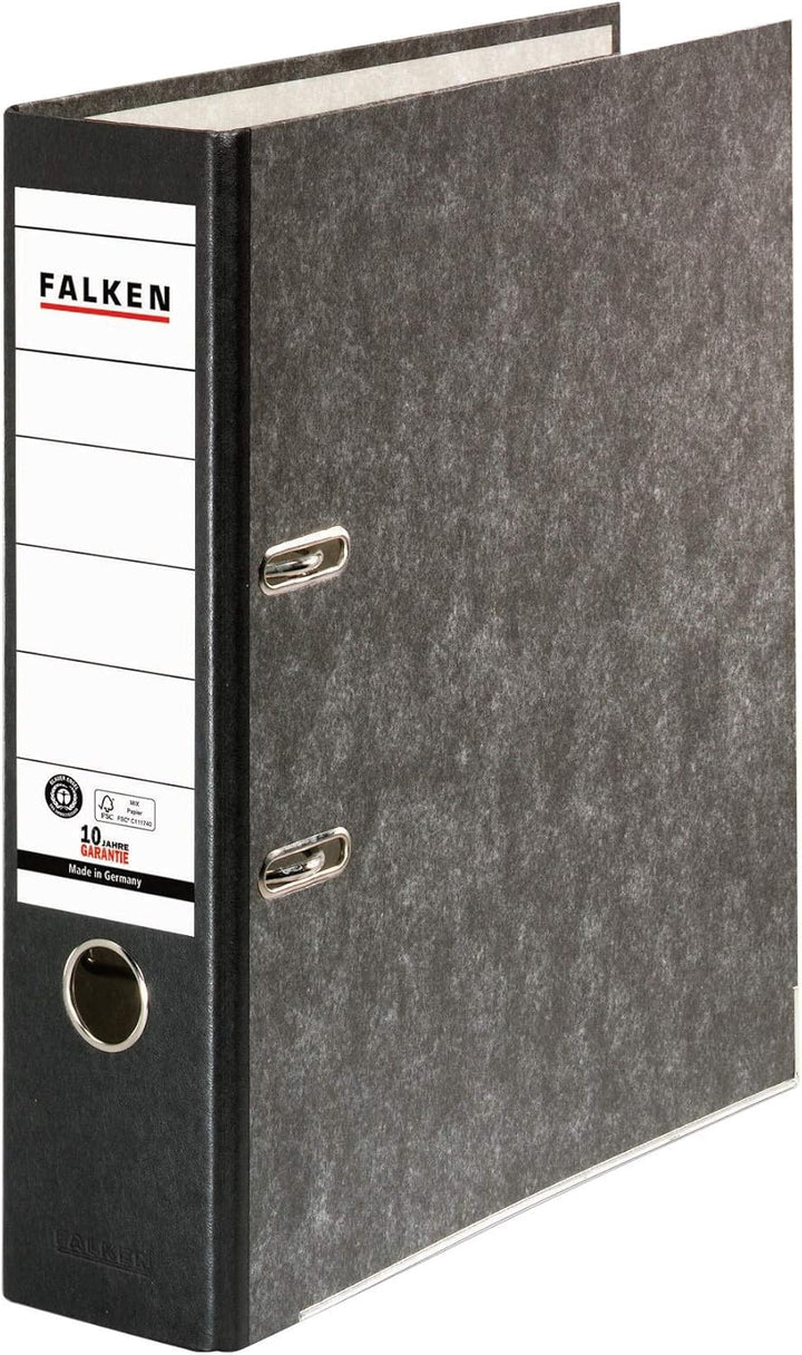 Original Falken 20er Pack Recycling-Ordner Wolkenmarmor. Made in Germany. 8 cm breit DIN A4 schwarze
