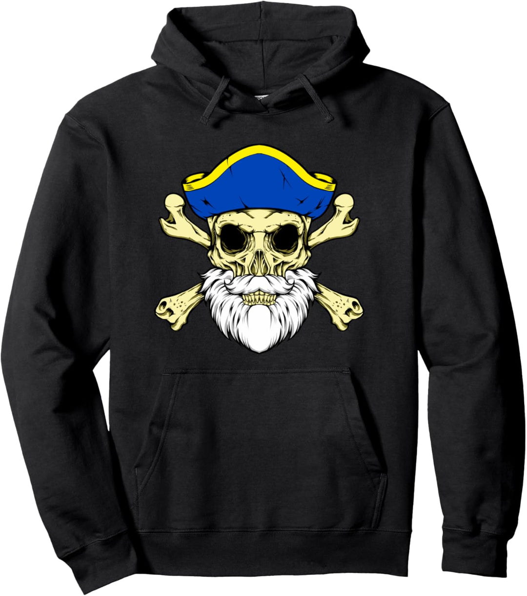 Piratenkapitän - Totenkopf mit Bart Pullover Hoodie
