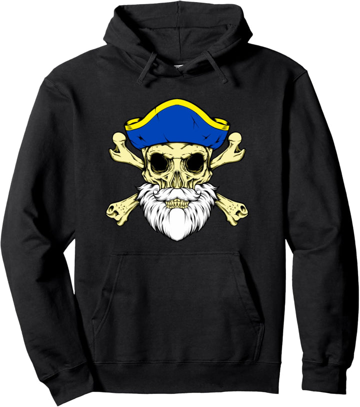 Piratenkapitän - Totenkopf mit Bart Pullover Hoodie