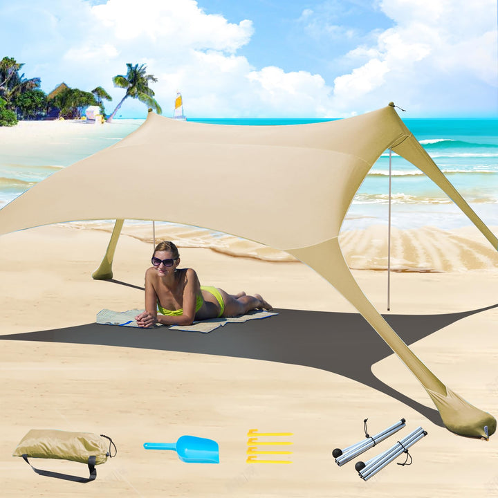 Strandzelt, Pop-Up, 2x2.1 m, LSF 50, Lycra, Sonnenschutz, für den Aussenbereich, Anti-Wind, Sonnensc