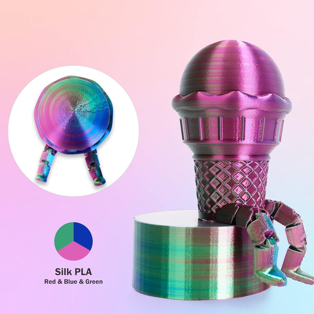 ERYONE Tri Color Silk PLA Filament 1.75mm, 3D Printer Filament PLA +/-0.03mm 1KG/Spool, Silk Rot Bla