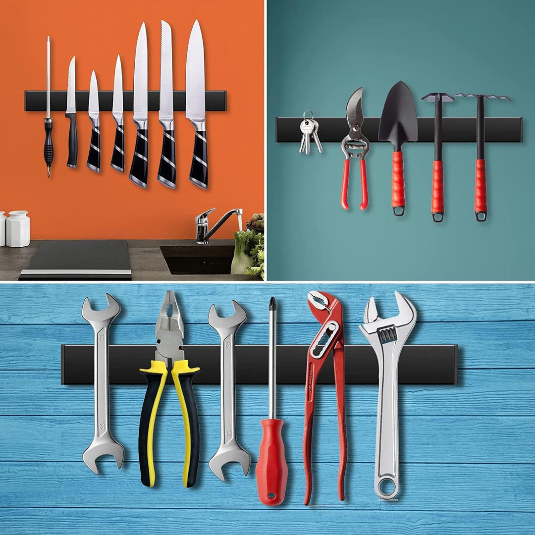 Trhillsbrad Magnetleiste Messer, 40cm Messerhalter Magnetisch mit 2 Haken Edelstahl Messerleiste Sel