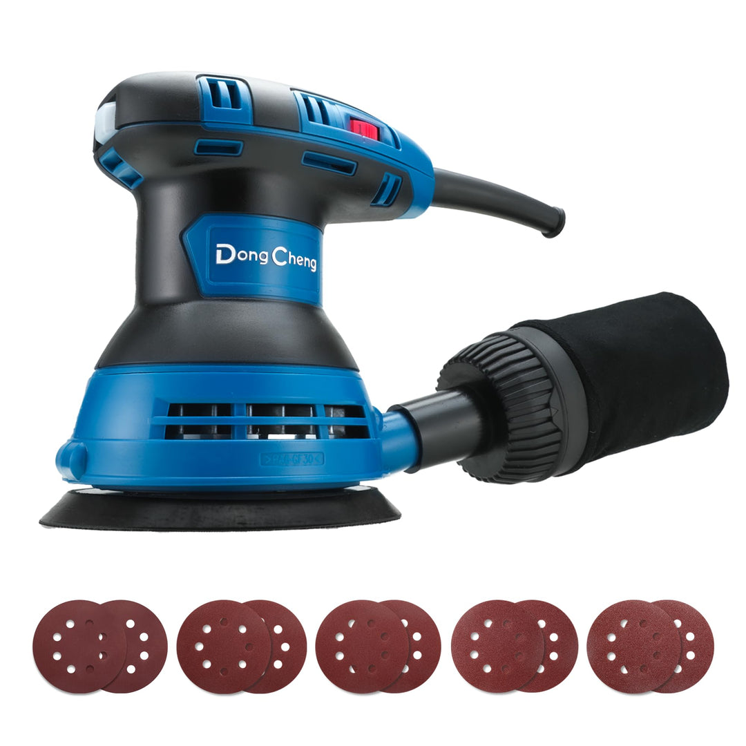 DongCheng Exzenterschleifer 300W, 125mm Schleifmaschine, 6 Geschwindigkeiten, 4,000-12,000 U/min mit