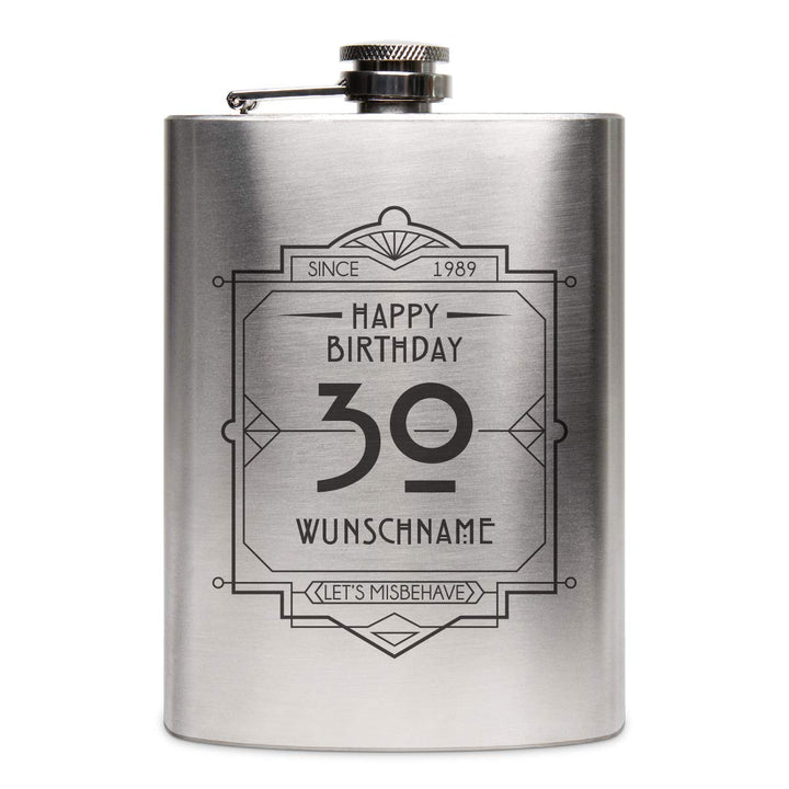 Flachmann Edelstahl 237 ml 8 oz individuelle Gravur Geschenk - Happy Birthday, Happy Birthday