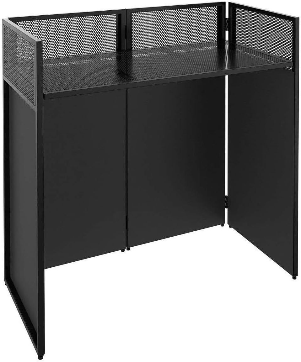 Vonyx DB4 Pro - DJ Tisch, faltbares DJ Pult mobil und klappbar, DJ Booth mit weisser und schwarzer V
