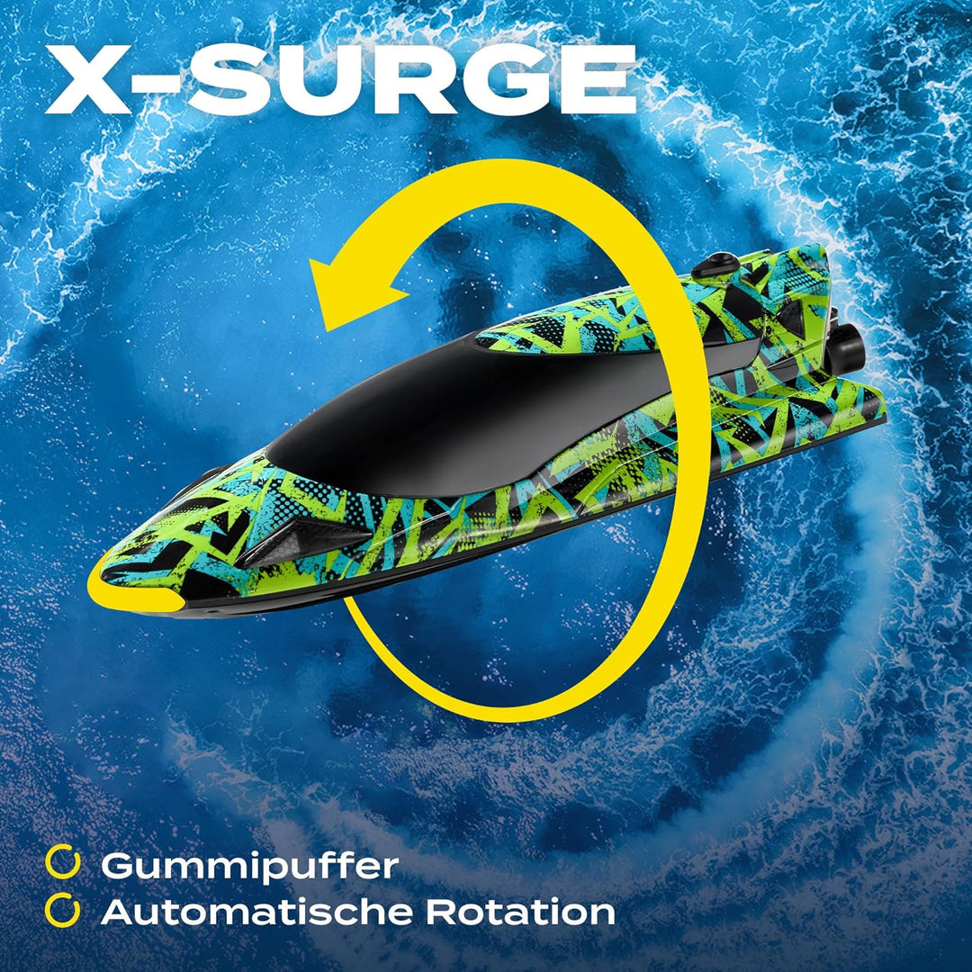 Overmax X-Surge Ferngesteuertes RC Speedboat Rennboot mit LED 35 km/h 1200 mAh Akkus 30 Minuten Spas