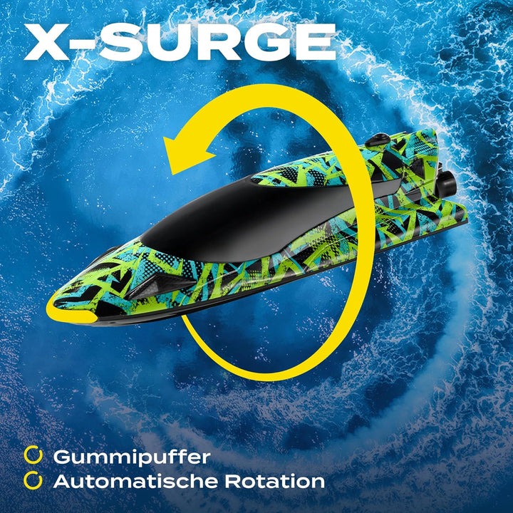 Overmax X-Surge Ferngesteuertes RC Speedboat Rennboot mit LED 35 km/h 1200 mAh Akkus 30 Minuten Spas