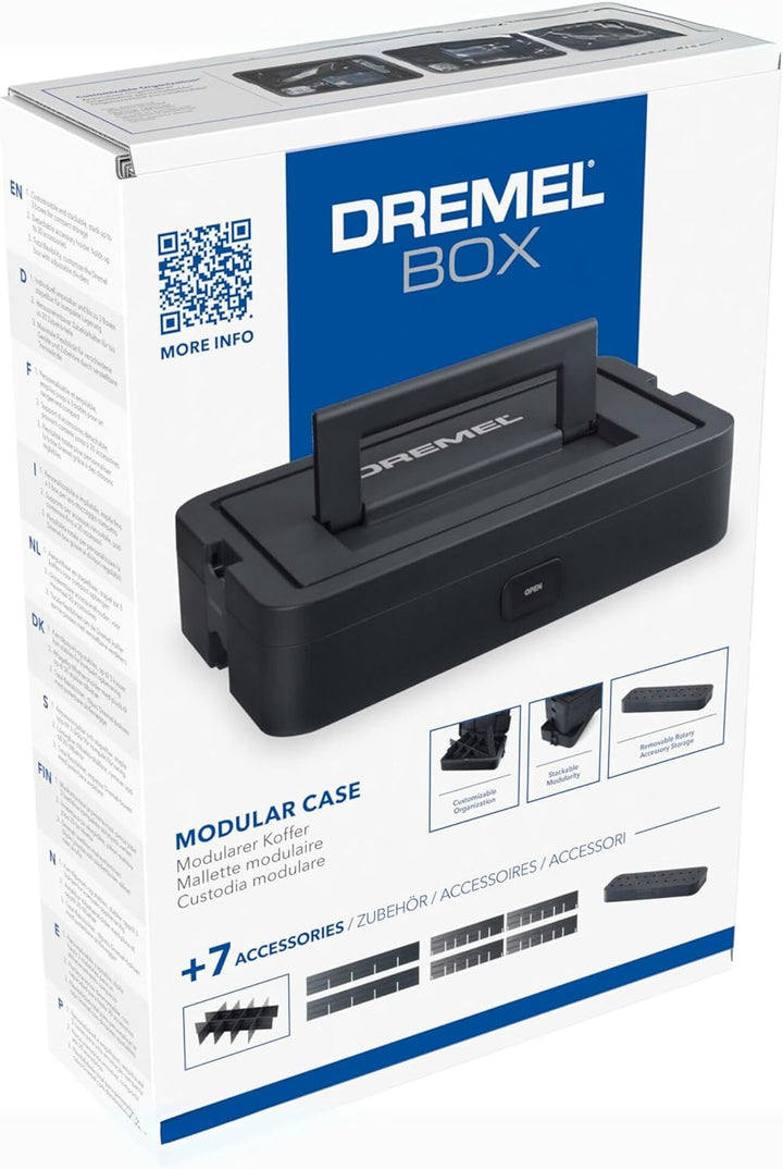 Dremel Box zur Werkzeugaufbewahrung mit 6 Trennwänden und Zubehörhalter, individuell anpassbarer Org