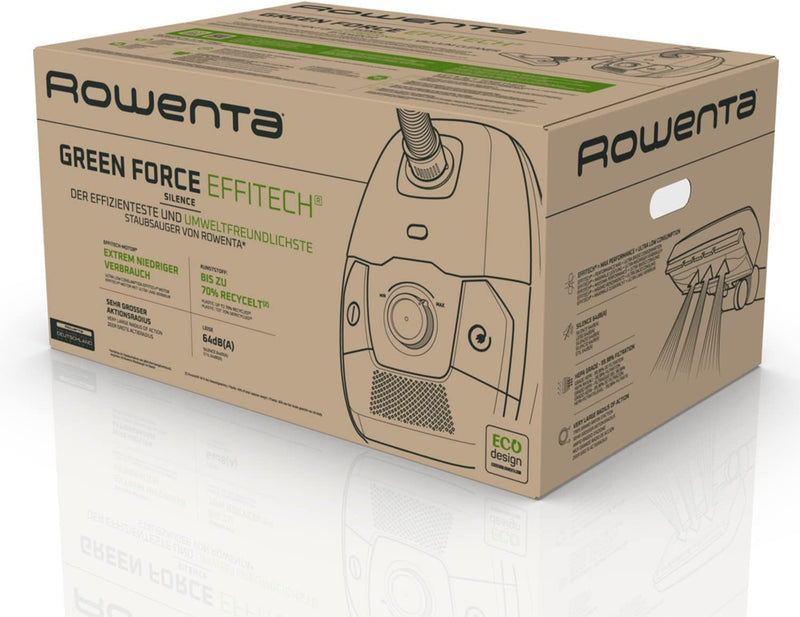 Rowenta RO6189 Green Force Effitech Total Clean Bodenstaubsauger mit Beutel | 400 Watt | 4,5 L Staub