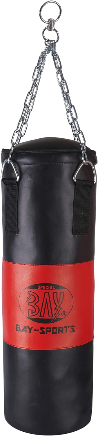 BAY® BOXSACK SOLO FIGHTER 9 Kilo ca. 80 x 28 cm gefüllt mit Stahl Kette, LEDER - PU, Drehwirbel, für