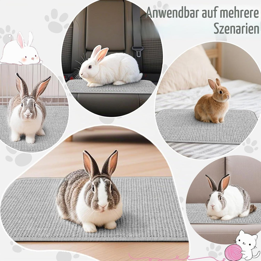 UPINS Kratzmatte für Kaninchen, 2 Stück Sisal Teppich für Krallen- und Zahnpflege, Bettwäsche zum Be