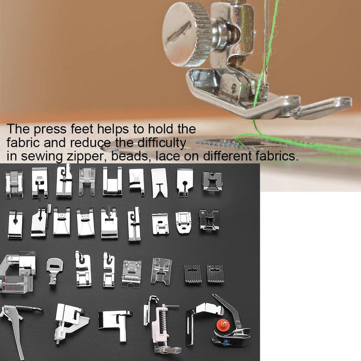 Zerodis 32Pcs Domestic Sewing Machine Nähfuss Set DIY Nähen Walking Nähfüsse Haushalt Nähmaschine Zu