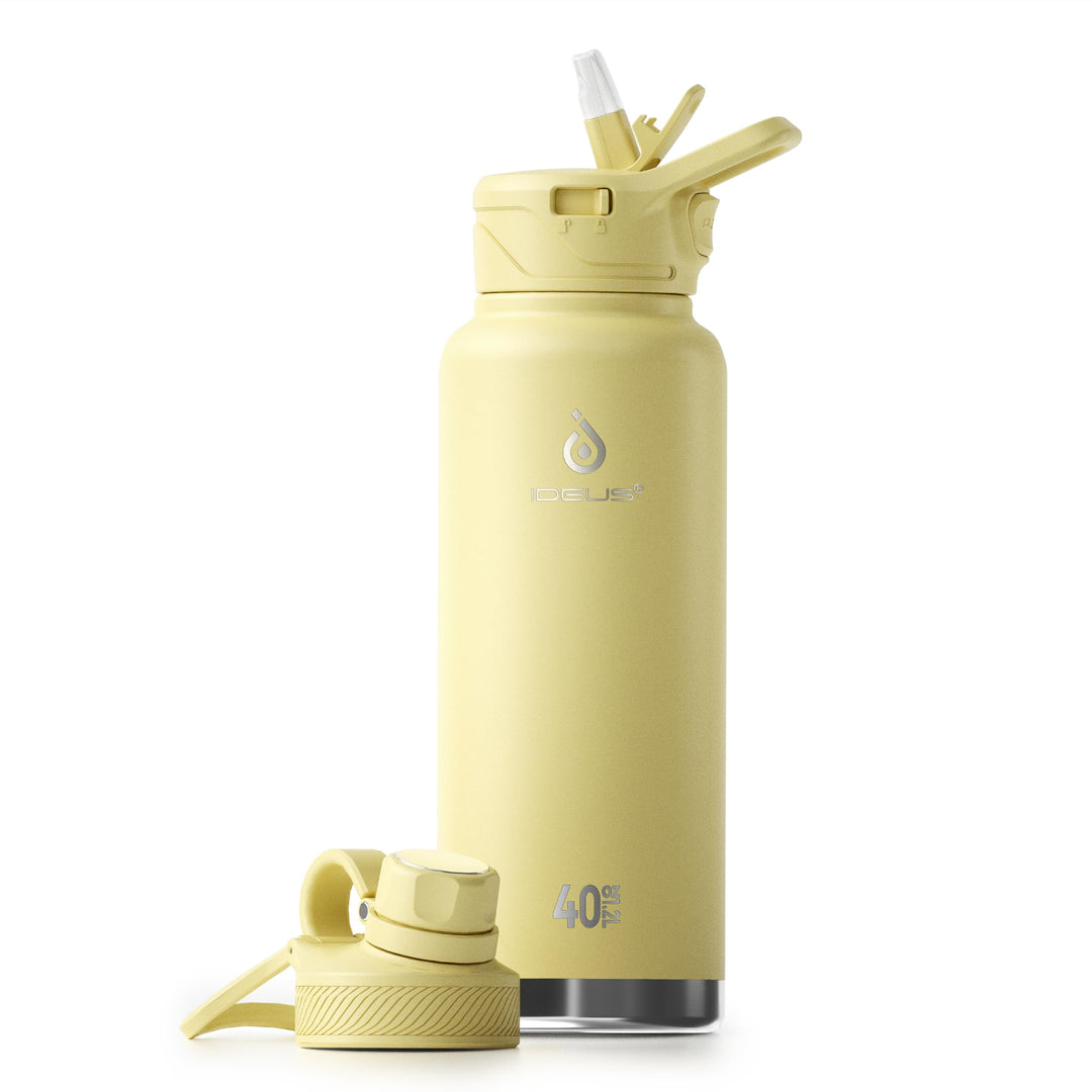 IDEUS Vakuumisolierte Wasserflasche, 40 Oz (1140 ml) Edelstahl Doppelwand Flasche Metall Sport Kanti