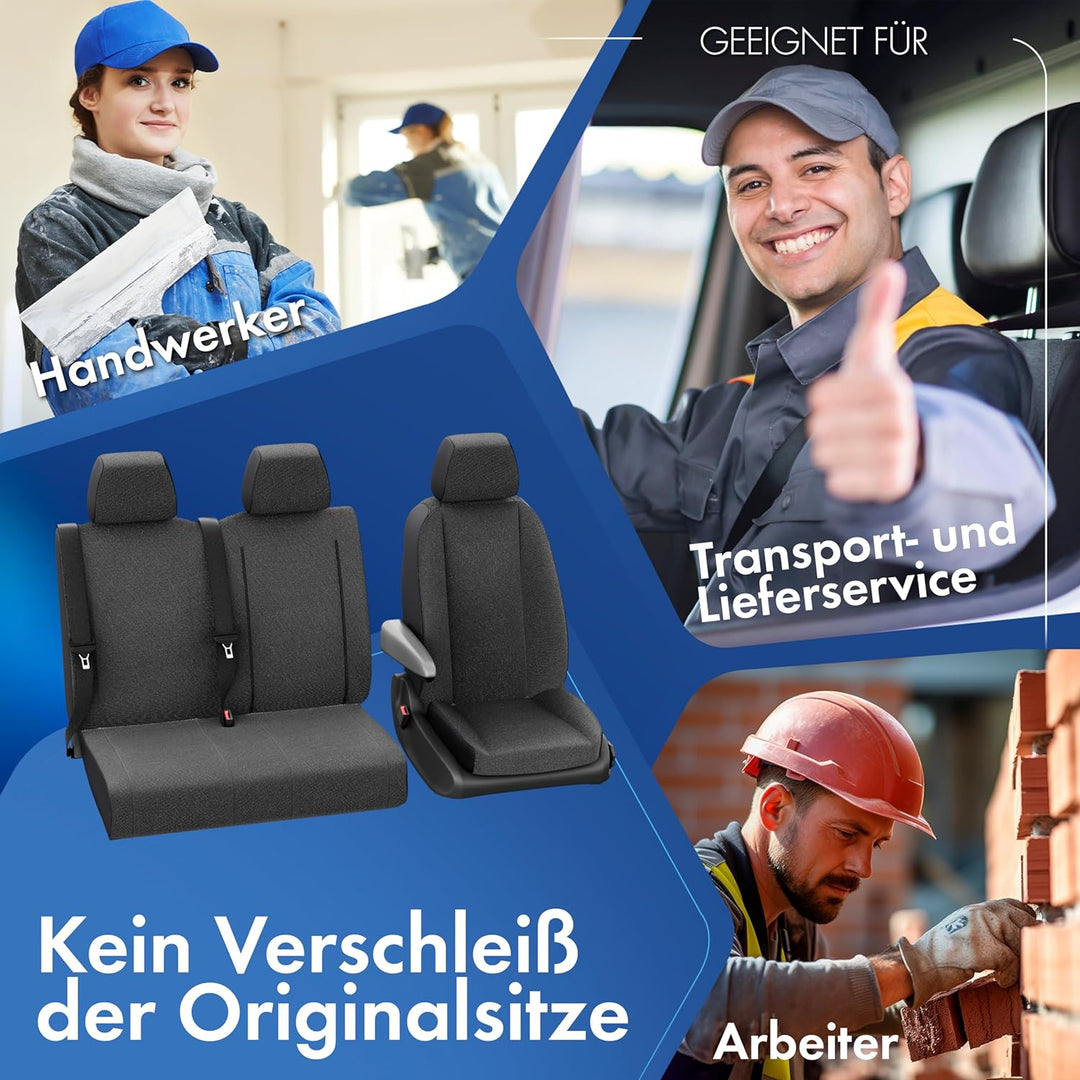 Walser Transporter Sitzbezüge Auto kompatibel mit Mercedes-Benz Viano/Vito, 2 Einzelsitze mit Armleh