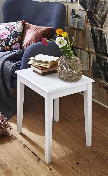 HAKU Möbel Beistelltisch, Massivholz, weiss, B 45 x T 45 x H 51 cm 45 x 45 x 51 cm, 45 x 45 x 51 cm