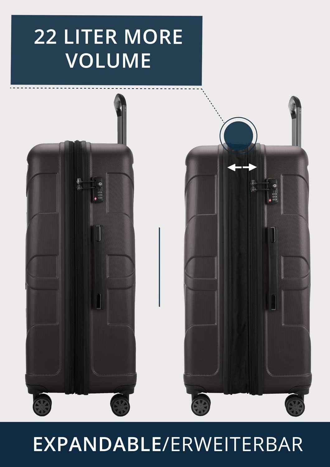 suitline - grosser Hartschalen-Koffer Koffer Trolley Rollkoffer XL Reisekoffer, TSA, 76 cm, ca. 96-1