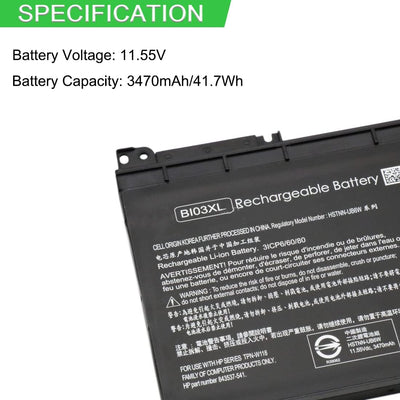 XITAIAN 41.7Wh 11.55V BI03XL Ersatz Laptop Akku für HP HSTNN-LB7P 844203-850 843537-421 BI03XL