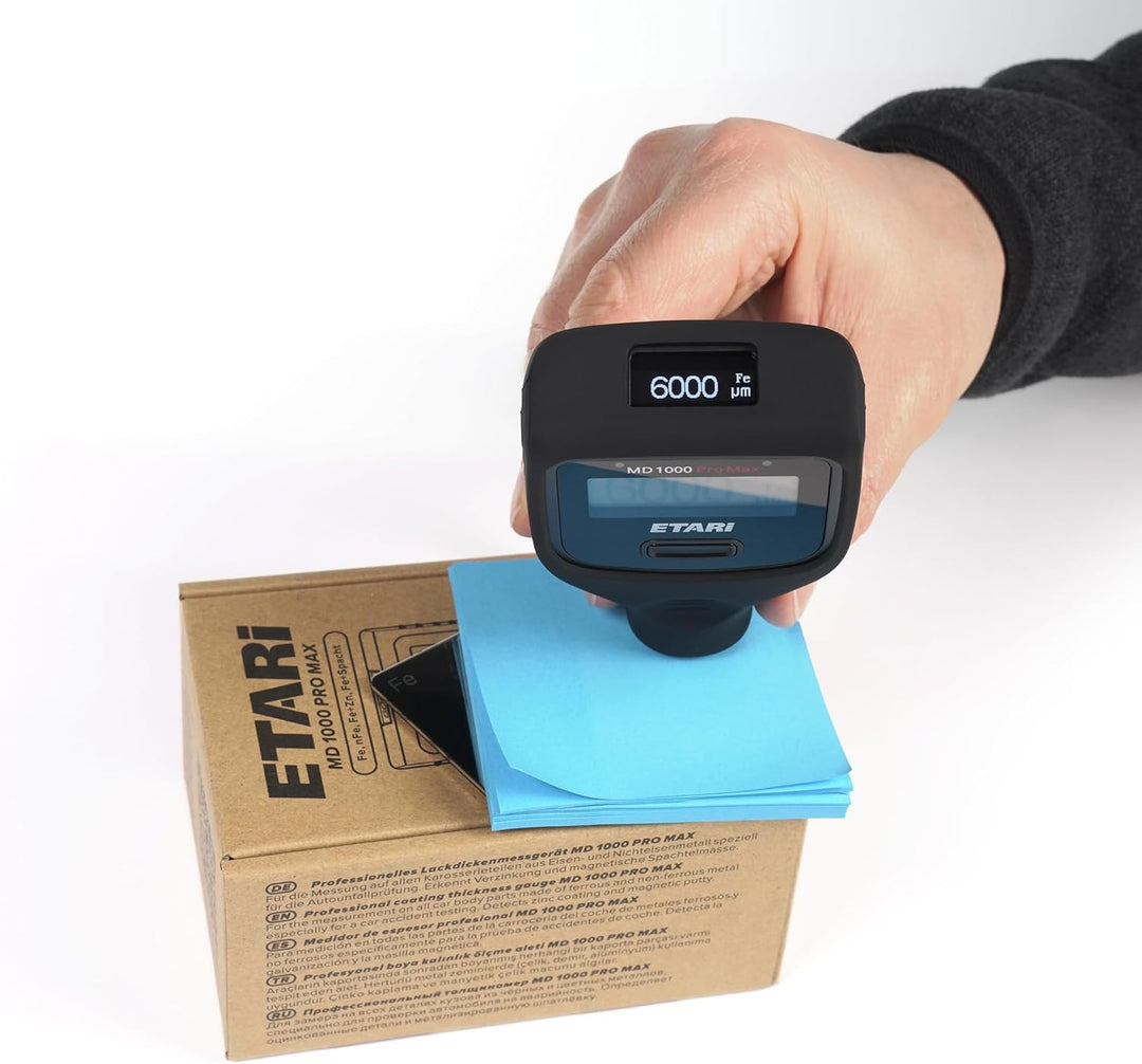 ETARI® MD 1000 Pro Max (Ferr & Non-Ferr), Profi Lack Schichtdickenmessgerät zur Lackdickenmessung am