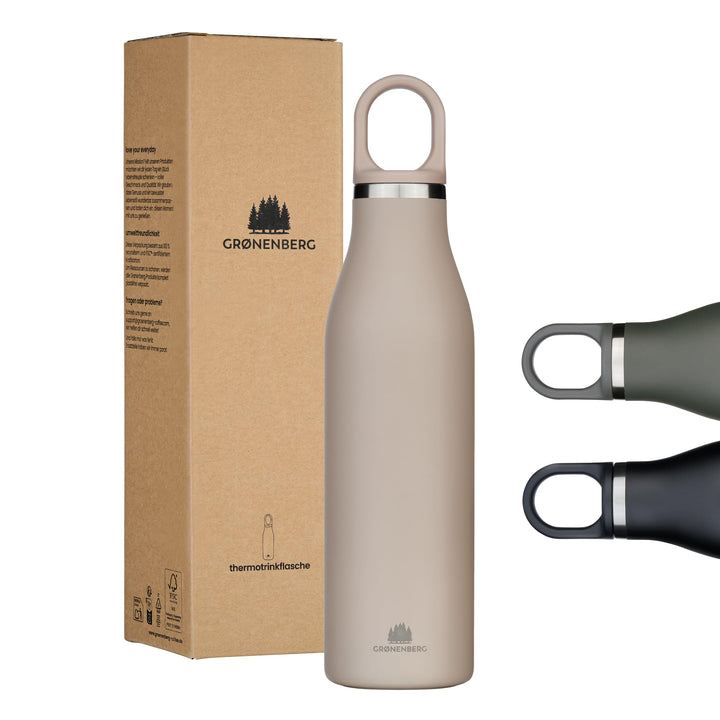 Groenenberg Trinkflasche Edelstahl 500ml oder 750ml | 100% Auslaufsicher | Thermosflasche Kohlensäur