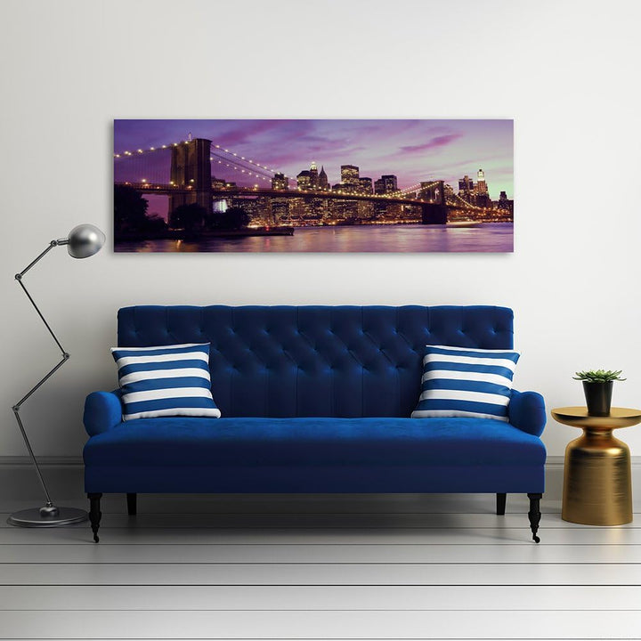 Feeby Frames, Leinwandbild, Bilder, Wand Bild, Wandbilder, Kunstdruck 30x90cm, BROOKLYN BRIDGE, NEW
