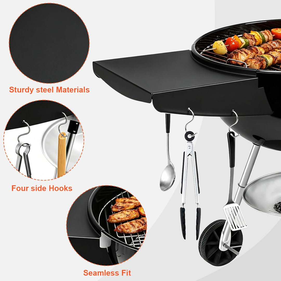 QuliMetal Grilltisch-Seitenablage für Kugelgrills - Seitentisch-Ablage als Ersatz für Weber Master T