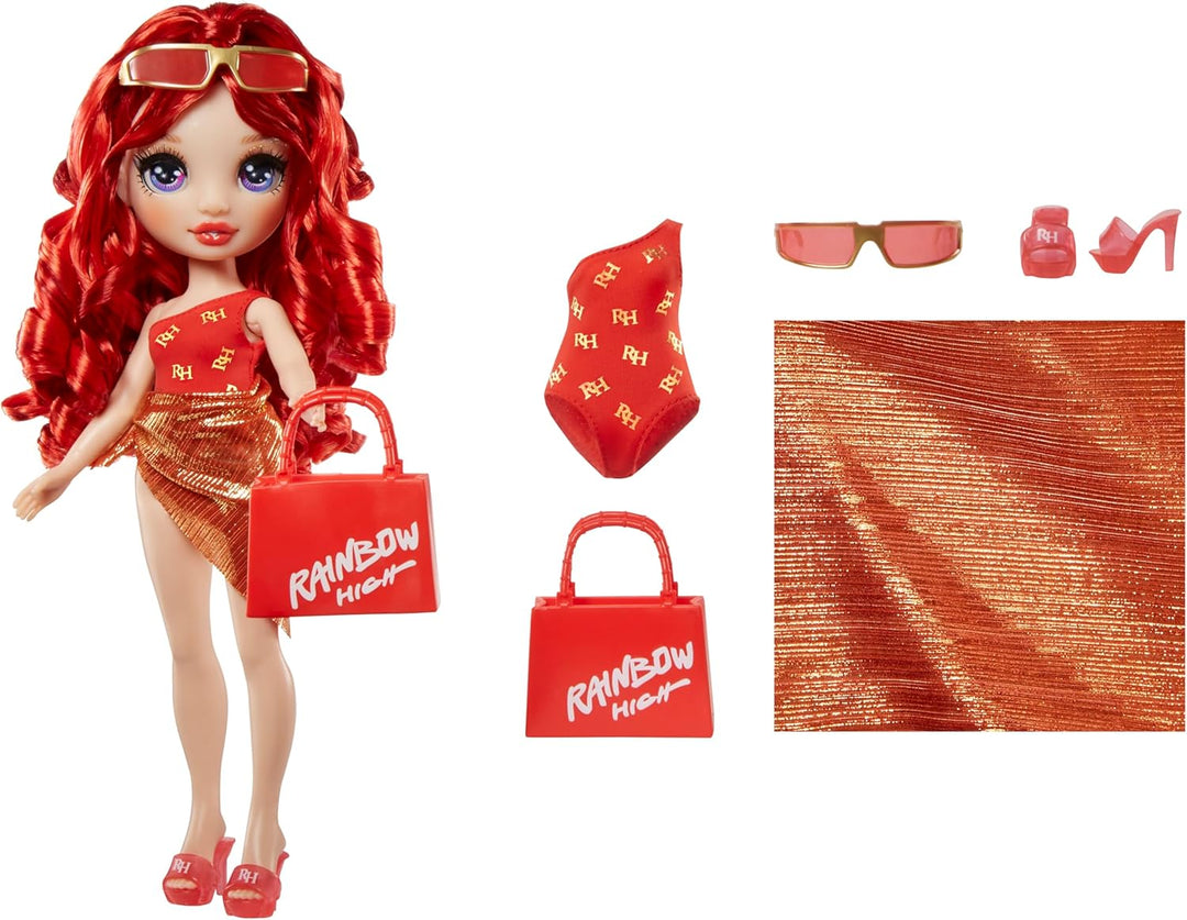 Rainbow High Swim & Style - Ruby (Rot) - 28 cm Grosse Puppe mit Schimmerndem Pareo, auf 10+ Arten zu