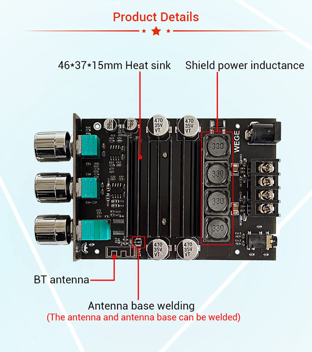 ZK-XPSM 150W + 150W TDA7498E Audio-Leistungsverstärker Equalizer BT 5.0 Stereo Subwoofer HiFi Klasse