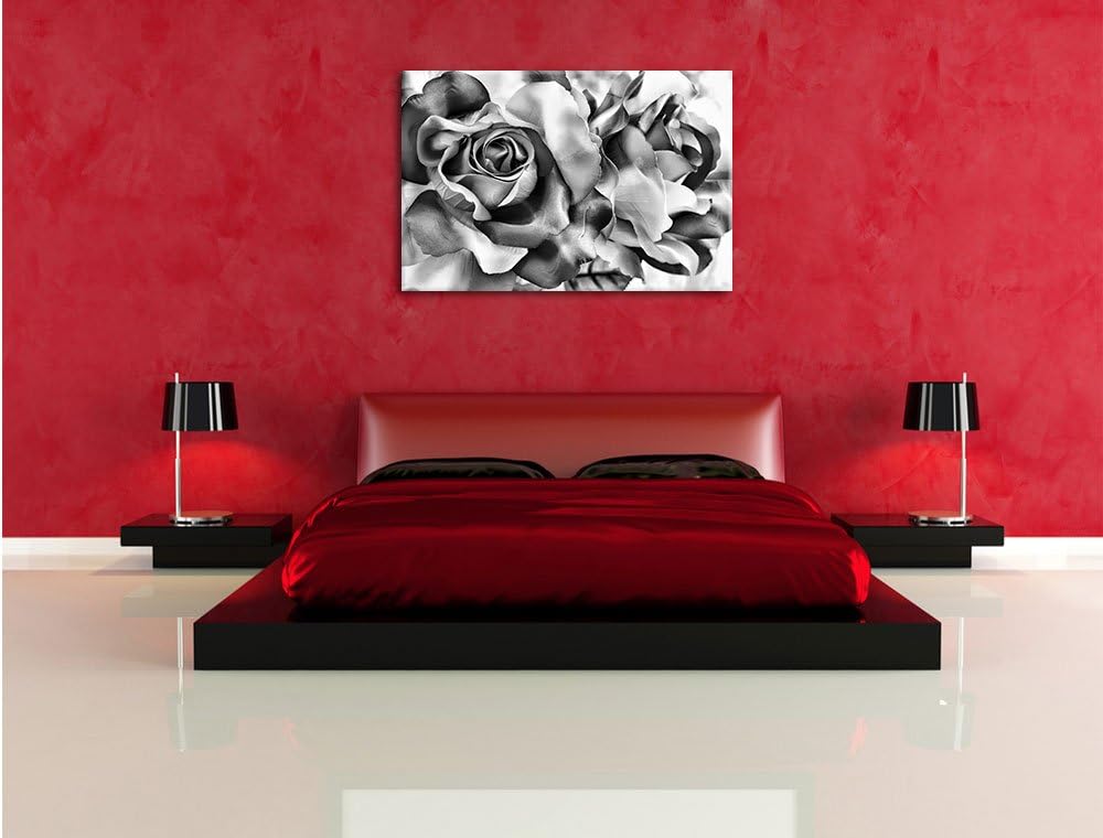 Pixxprint Kunterbunte Rosen / 100x70cm Leinwandbild bespannt auf Holzrahmen/Wandbild Kunstdruck Deko