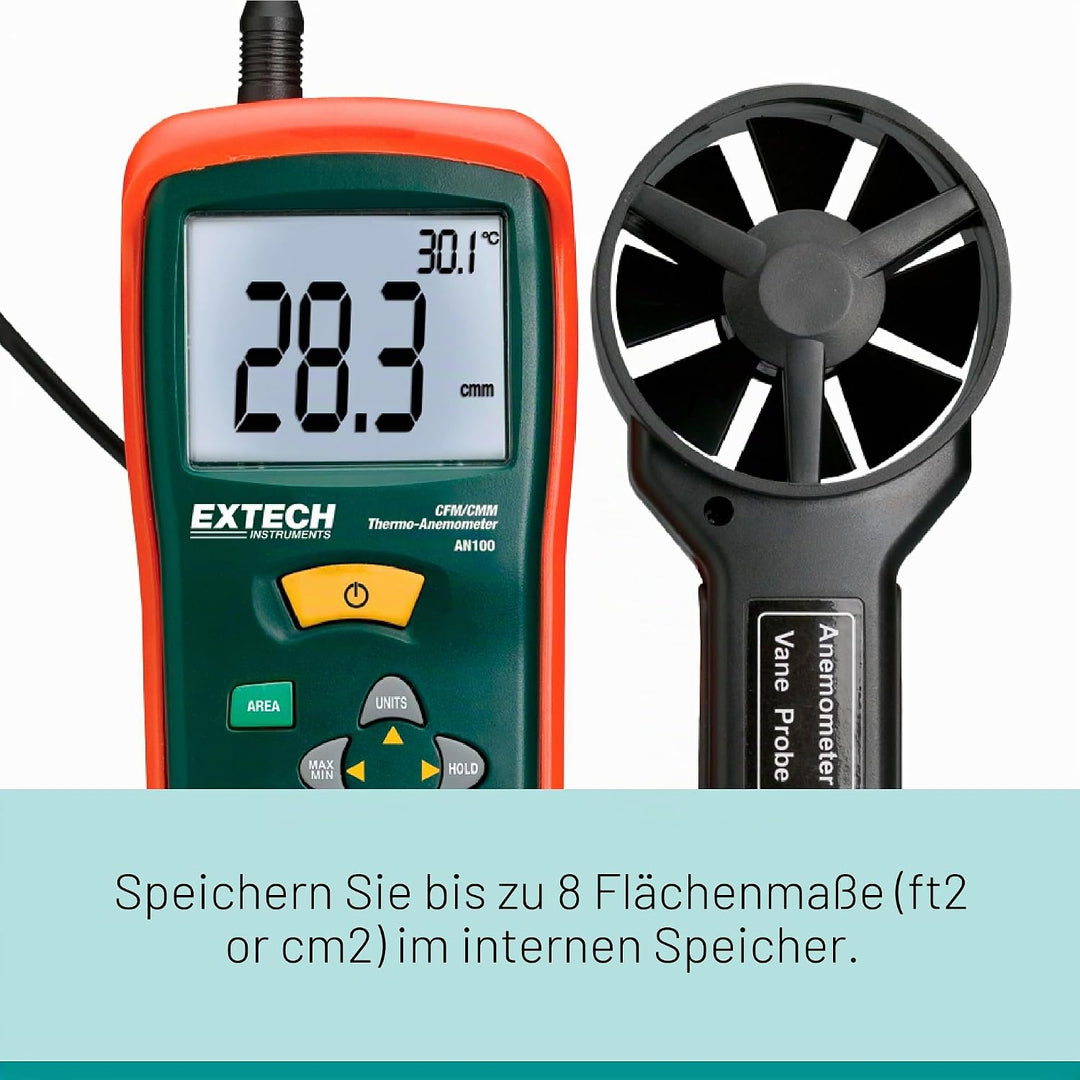 EXTECH CFM/CMM Mini-Thermo-Anemometer, 1 Stück, AN100