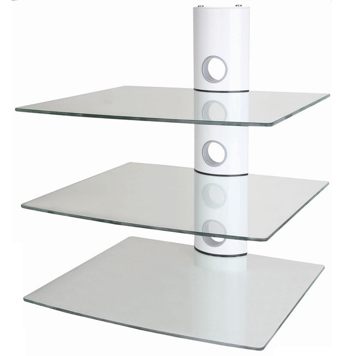 NEG Multimedia TV-Rack Suspender 503W (weiss) mit 3 Glas-Ablagen und Kabelmanagement-System 3 Regale