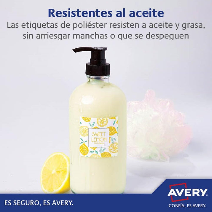 Avery 707964 - Etiketten Polyester 20 Blatt, Weiss