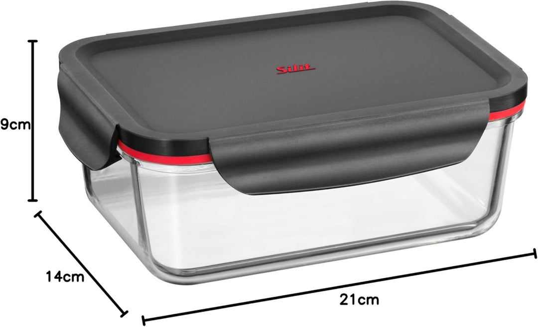 Silit Storio Vorratsdose 21 x 14 cm, Glas, Vorratsglas, luftdichter Aroma-Deckel, Frischhaltedose zu