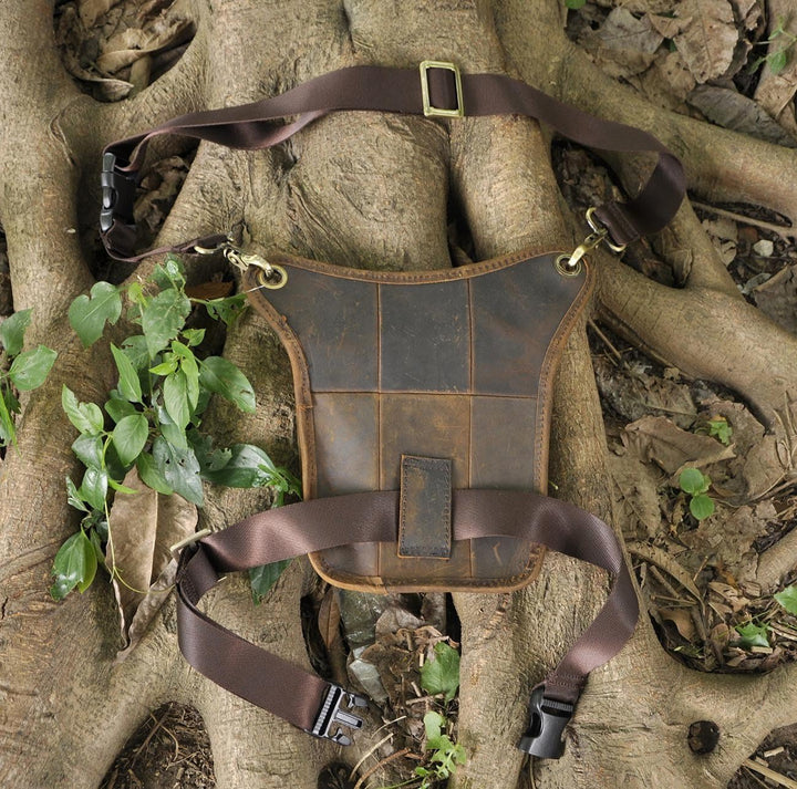 Le'aokuu Herren Echtes Leder Tasche Hüfttasche Beinbeutel Kleines Haken Tasche Messenger Bag 211-4 (