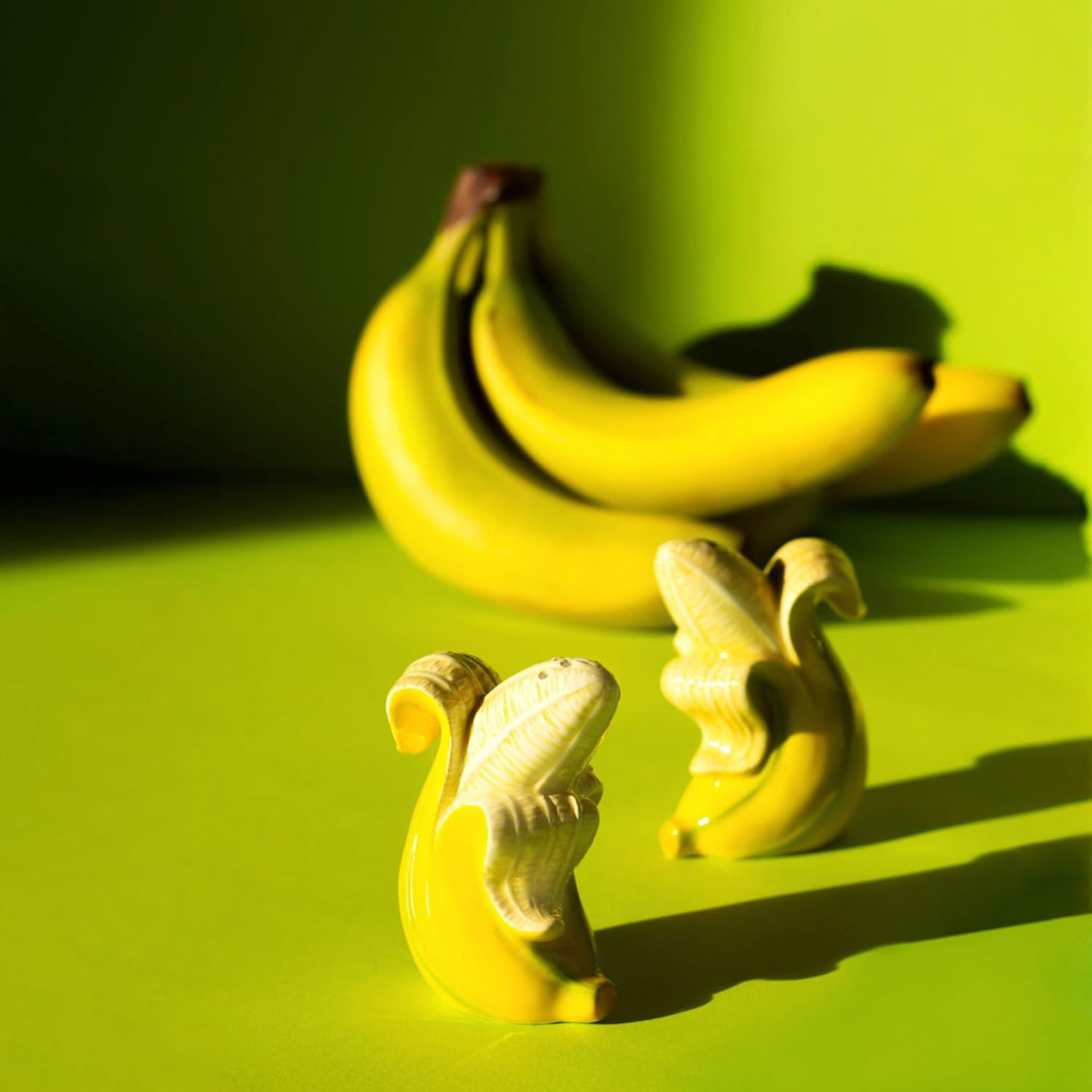DONKEY Banana Romance Salt & Pepper, Salz- und Pfefferstreuer Set in Bananen-Form, 2 Stück