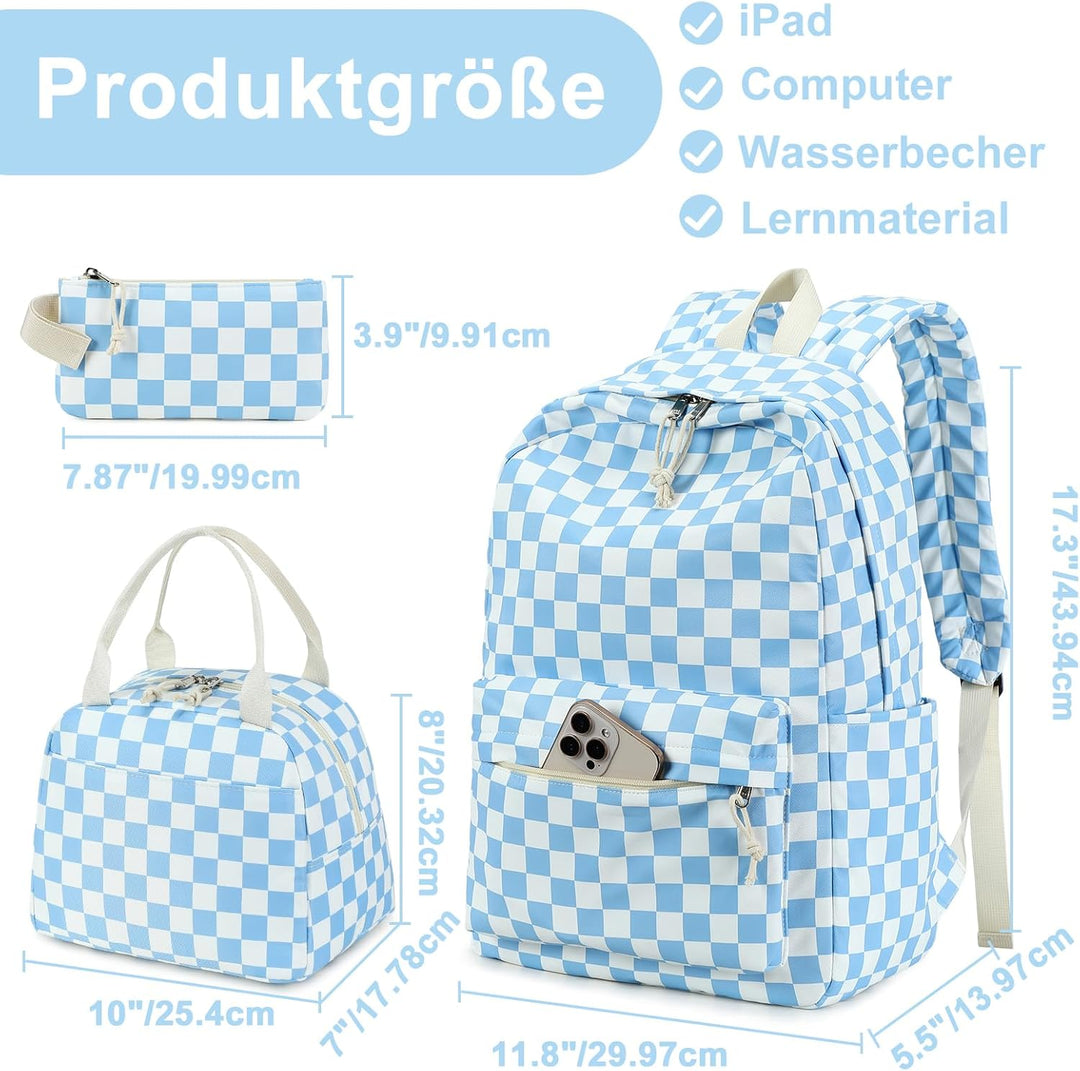 Schulrucksack Mädchen Teenager Damen Schultasche Rucksack Set Schulranzen für Mädchen Schule 3-teili
