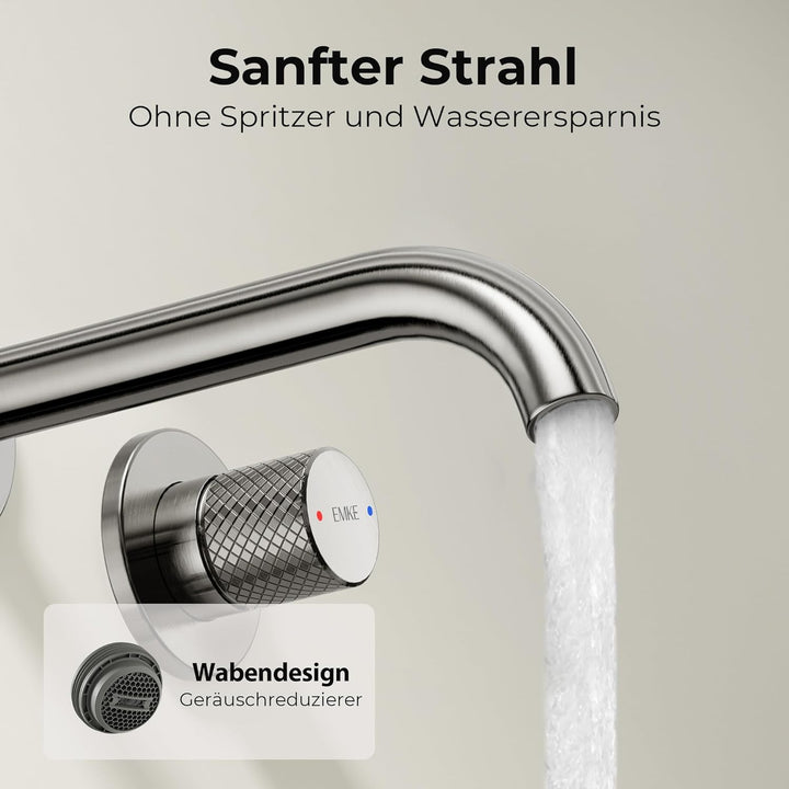 EMKE Waschtischarmatur Unterputz für Wandmontage, Wasserhahn Bad Unterputz, Mischbatterie Waschbecke