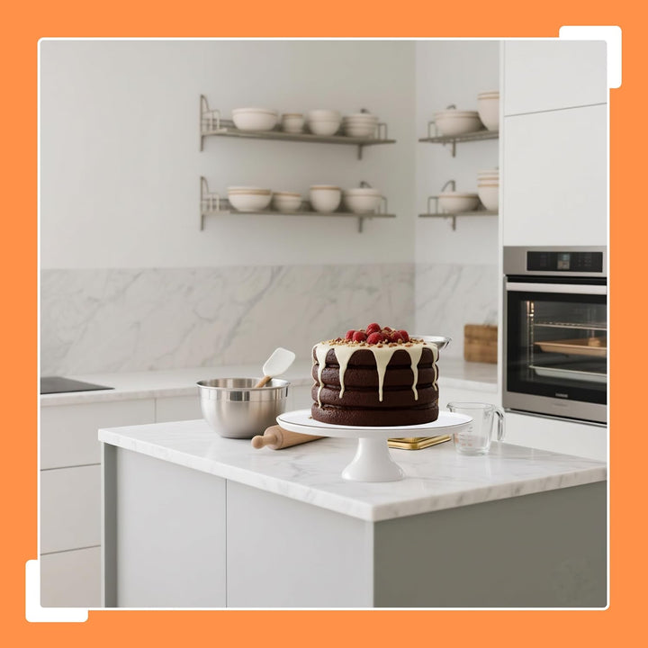 Relaxdays Tortenplatte mit Fuss, Keramik, HxD: 10 x 32 cm, Servierplatte Torten &amp; Kuchen, runder Tor