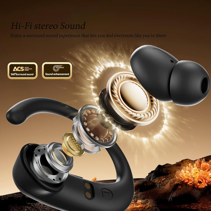 Bluetooth 6.0 Kopfhörer Sport,Kopfhörer Kabellos HiFi Immersive Sound,75 Std Spielzeit,LED-Anzeige,I