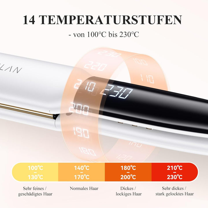 ANLAN Glätteisen und lockenstab 2 in 1, Professionelles Ionen glätteisen, Anti-Statisch, Rotlicht&In