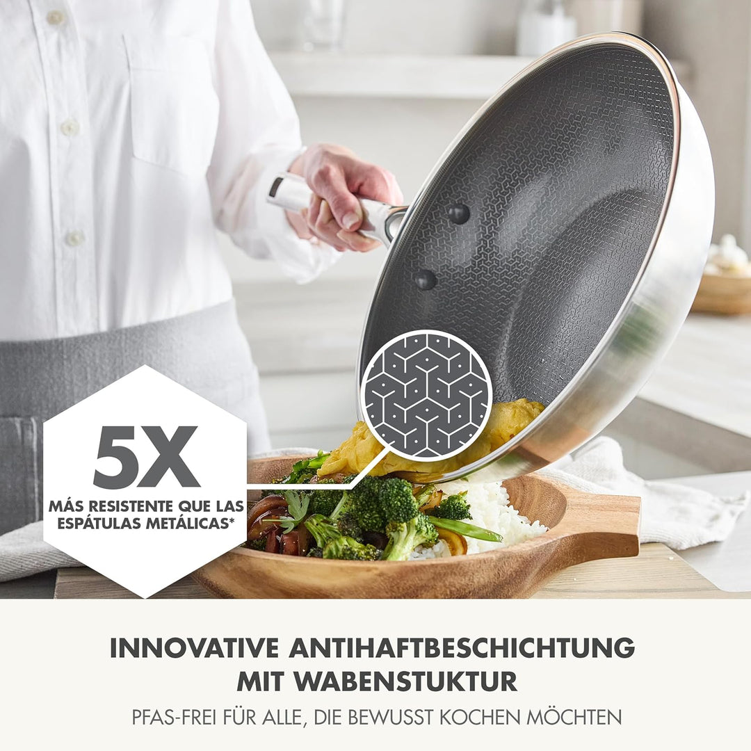 GreenPan Hybrid-Wok aus Edelstahl mit Antihaftbeschichtung, 28 cm, APEX Tri-Ply Thermobond PFAS-frei