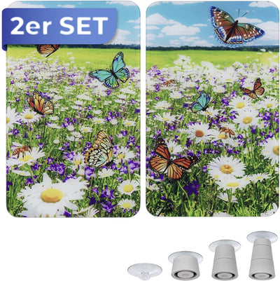 Maximex Herdabdeckplatte Universal Sommerwiese - 2er Set, Abdeckplatten für alle Herdarten, Gehärtet