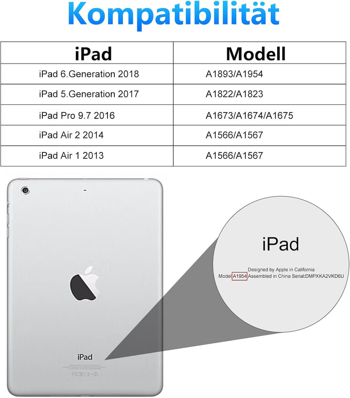 IVEOPPE iPad 6.Generation Hülle mit Tastatur, iPad Hülle mit Tastatur für iPad 6.Generation 2018/iPa