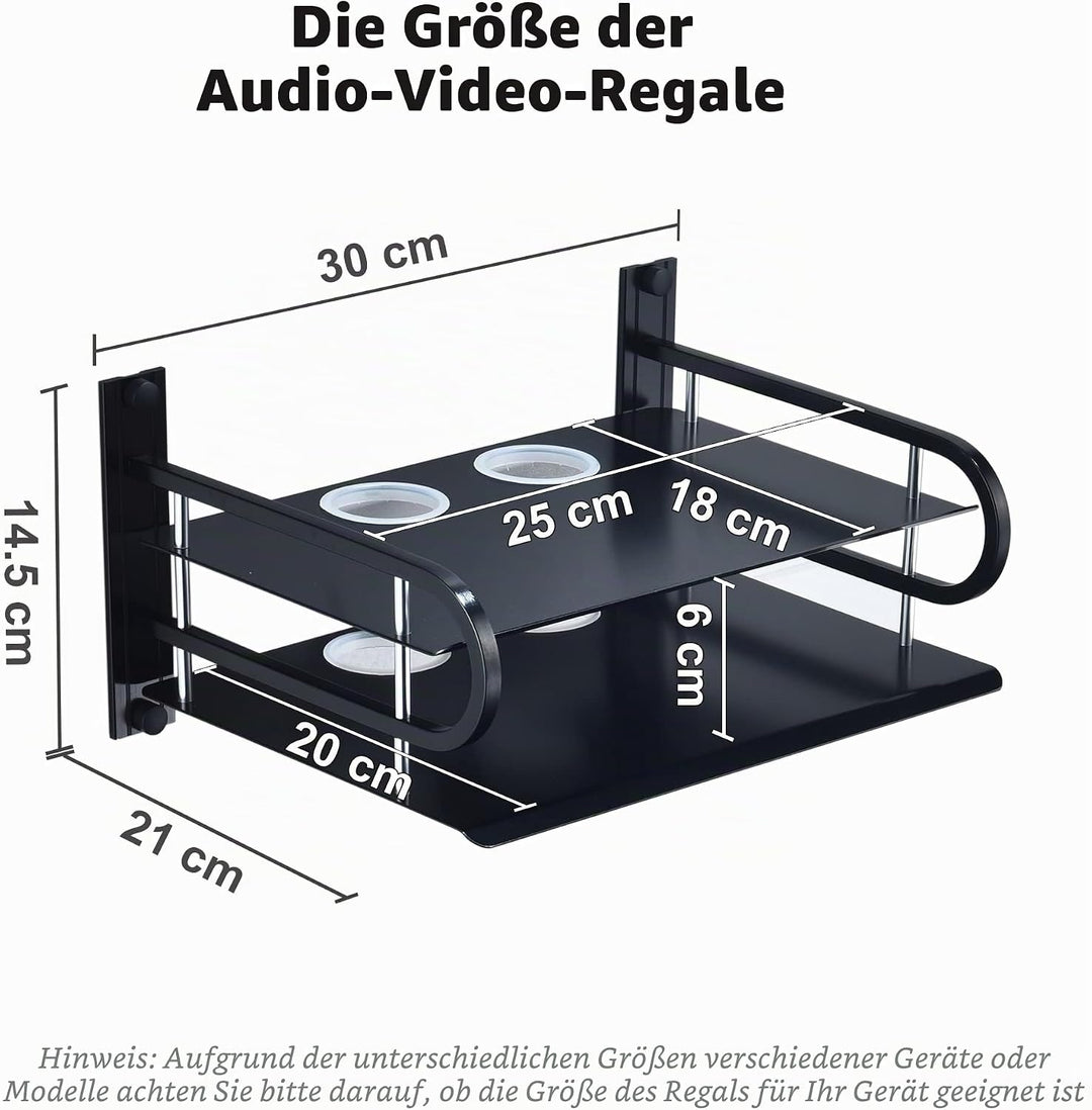 HNVNER Projektor Wand Regal, Router Ablage, Kabelboxen Halterung Multimedia Wandständer für AV-Recei